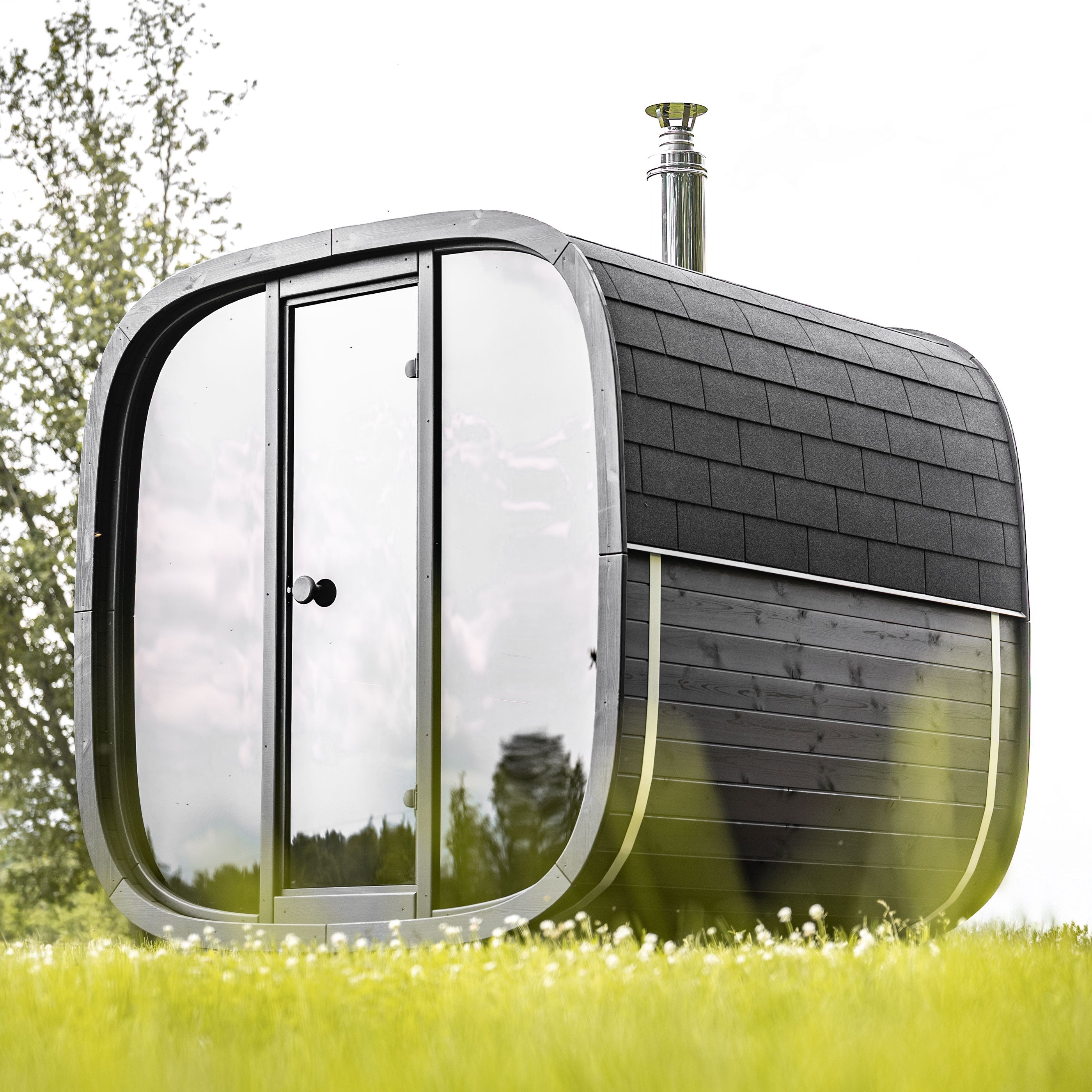 Leil® Black Cube Comfort Outdoor Sauna - 6 Person