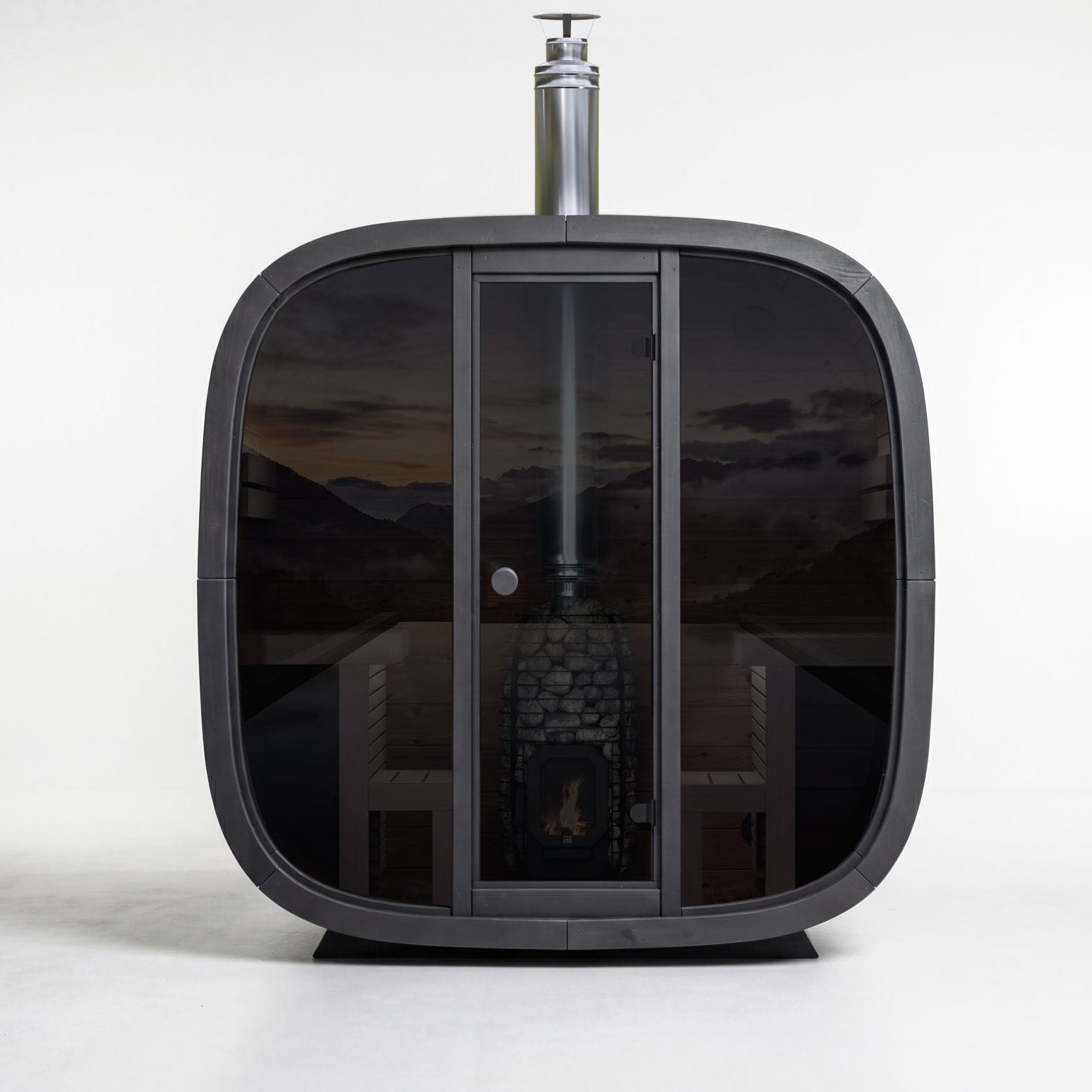 Leil® Black Cube Comfort Outdoor Sauna - 6 Person