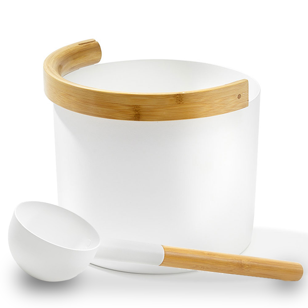 Kolo Sauna Bucket & Ladle - Curved Handle - White