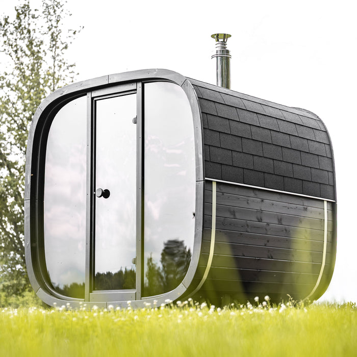 Leil® Black Cube Comfort Outdoor Sauna - 6 Person