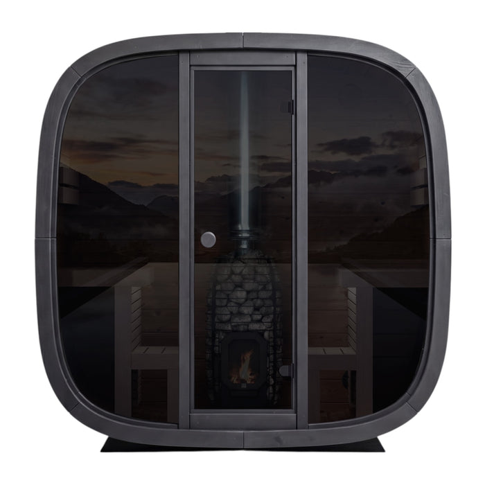 Leil® Black Cube Comfort Outdoor Sauna - 6 Person