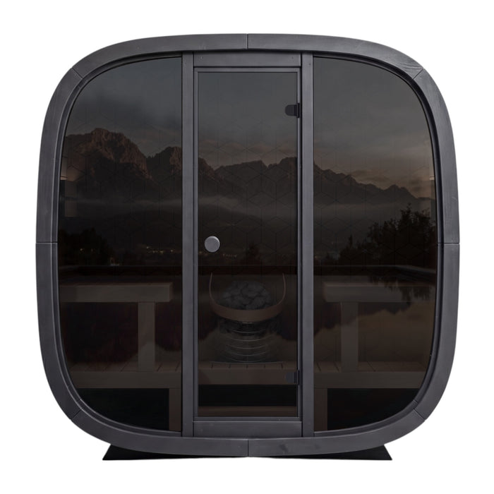 Leil® Black Cube Premium Outdoor Sauna - 4 Person