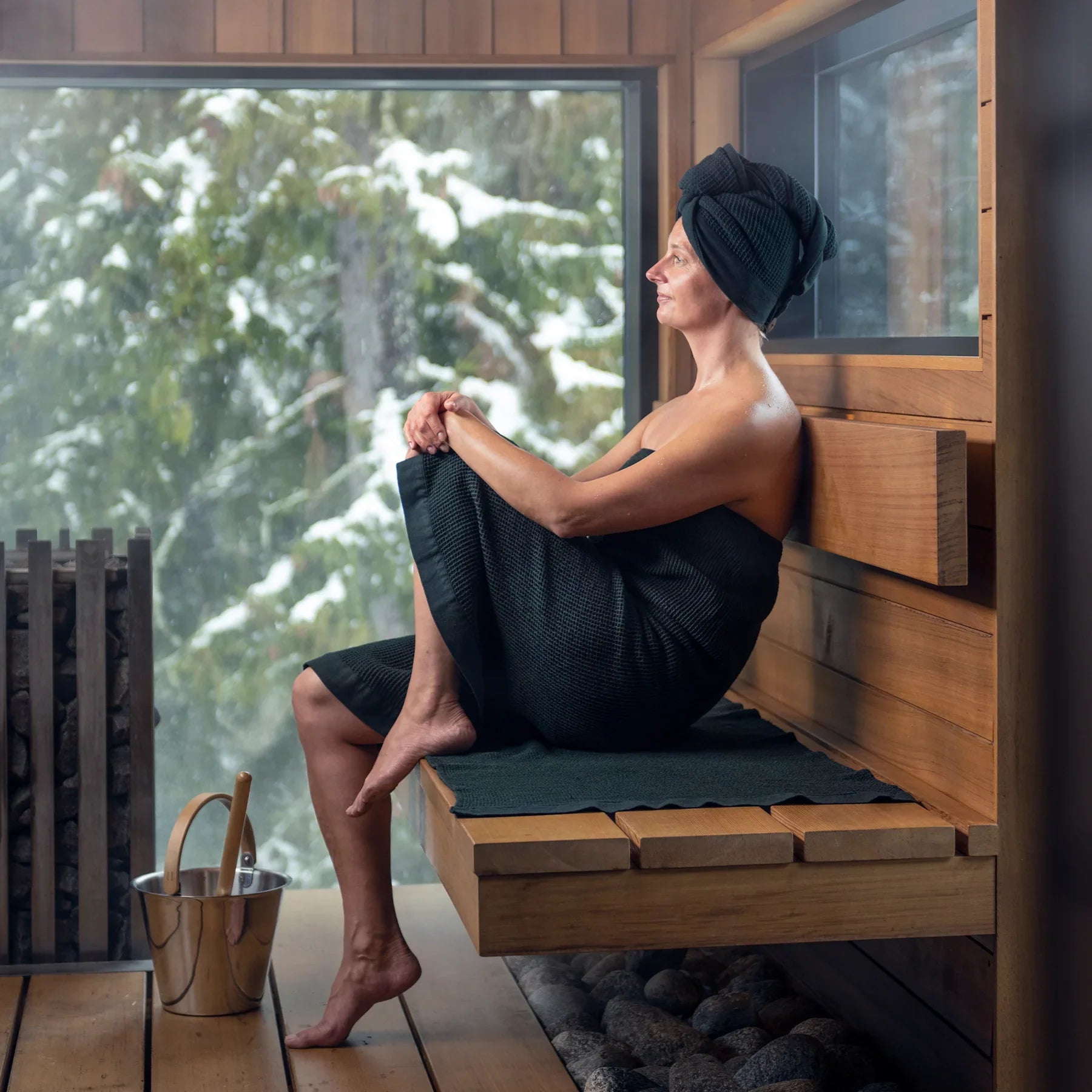 Rento Long Kenno Sauna Seat Cover, Dark Green